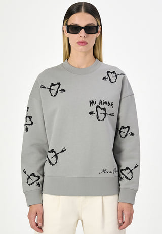 Sweatshirt Boxy Brodé "Mi Amor"