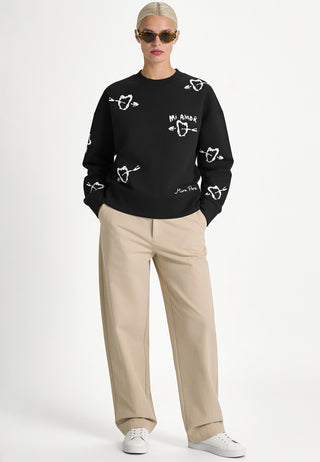 Sweatshirt Boxy Brodé "Mi Amor"