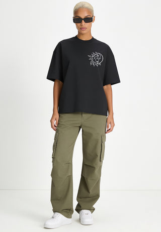 T-shirt Boxy Brodé "Moon"