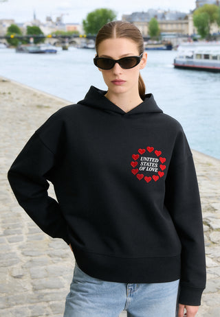 Hoodie Boxy Brodé "United States of Love"