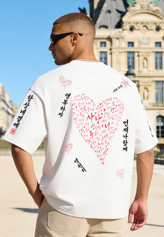 T-shirt Boxy Brodé "Saranghae"
