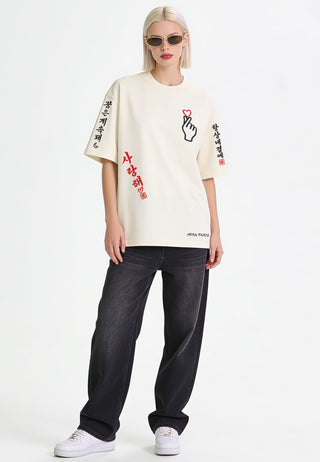 T-shirt Boxy Brodé "Saranghae"