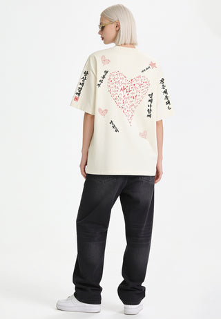 T-shirt Boxy Brodé "Saranghae"