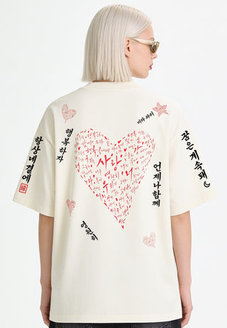 T-shirt Boxy Brodé "Saranghae"