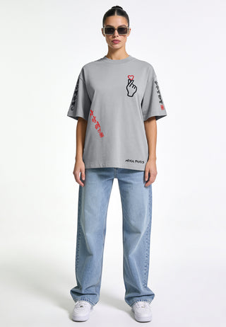 T-shirt Boxy Brodé "Saranghae"