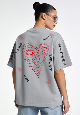 T-shirt Boxy Brodé "Saranghae"