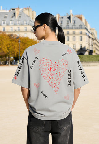 T-shirt Boxy Brodé "Saranghae"