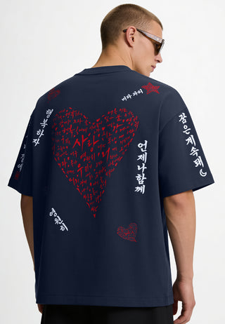 T-shirt Boxy Brodé "Saranghae"