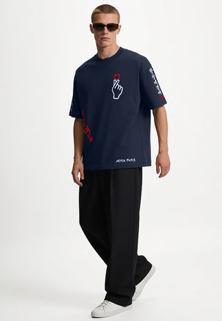 T-shirt Boxy Brodé "Saranghae"