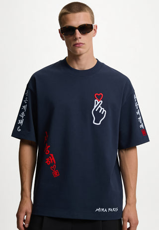 T-shirt Boxy Brodé "Saranghae"