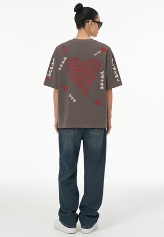 T-shirt Boxy Brodé "Saranghae"