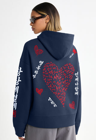 Hoodie Boxy Brodé "Saranghae"