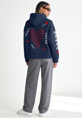 Hoodie Boxy Brodé "Saranghae"