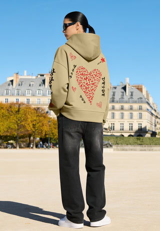 Hoodie Boxy Brodé "Saranghae"