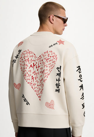 Sweatshirt Boxy Brodé "Saranghae"