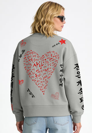 Sweatshirt Boxy Brodé "Saranghae"