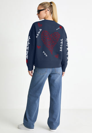Sweatshirt Boxy Brodé "Saranghae"