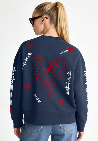 Sweatshirt Boxy Brodé "Saranghae"