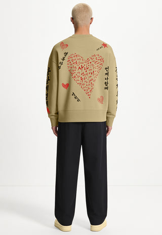 Sweatshirt Boxy Brodé "Saranghae"