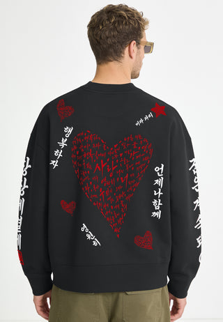 Sweatshirt Boxy Brodé "Saranghae"