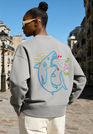 Sweatshirt Boxy Brodé "Shark"