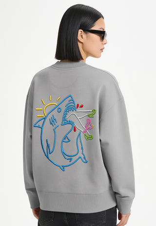 Sweatshirt Boxy Brodé "Shark"