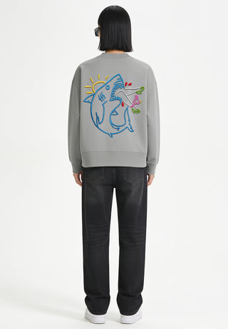 Sweatshirt Boxy Brodé "Shark"