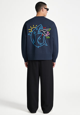 Sweatshirt Boxy Brodé "Shark"