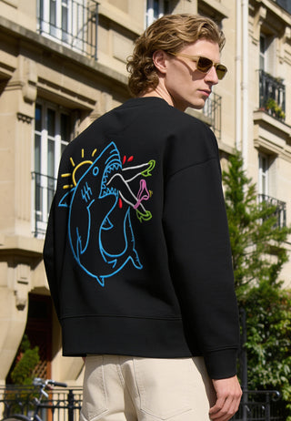 Sweatshirt Boxy Brodé "Shark"