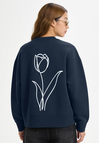 Sweatshirt Boxy Brodé "Fleur"