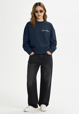 Sweatshirt Boxy Brodé "Fleur"
