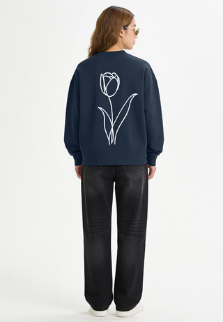 Sweatshirt Boxy Brodé "Fleur"