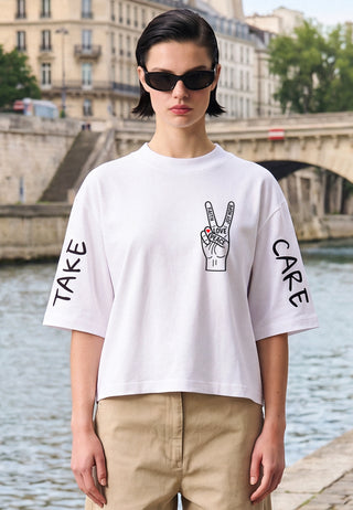 T-shirt Cropped "Take Care"