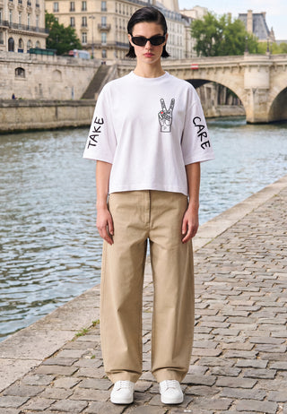 T-shirt Cropped "Take Care"