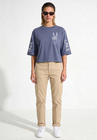 T-shirt Cropped "Take Care"