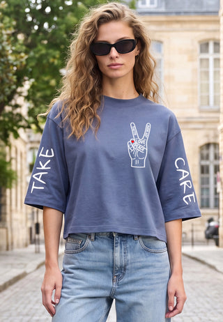 T-shirt Cropped "Take Care"
