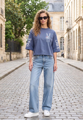 T-shirt Cropped "Take Care"