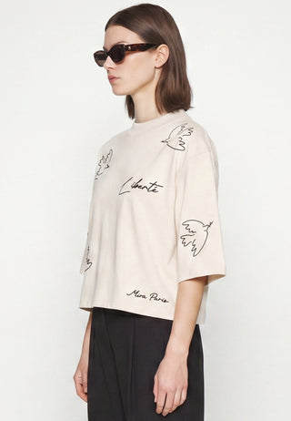 T-shirt Cropped Brodé "Liberté"