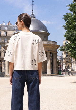 T-shirt Cropped Brodé "Liberté"