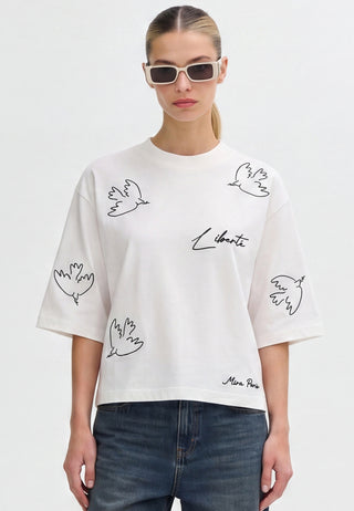 T-shirt Cropped Brodé "Liberté"