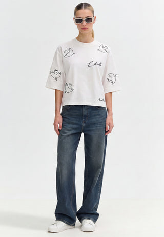 T-shirt Cropped Brodé "Liberté"