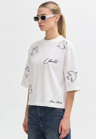 T-shirt Cropped Brodé "Liberté"