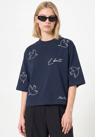 T-shirt Cropped Brodé "Liberté"