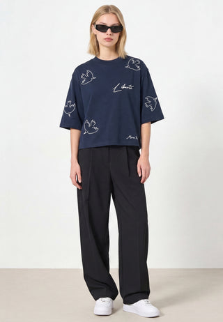 T-shirt Cropped Brodé "Liberté"