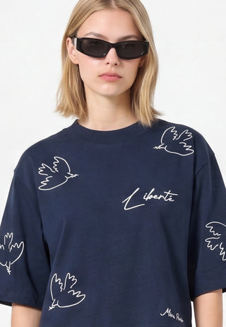 T-shirt Cropped Brodé "Liberté"