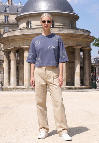 T-shirt Cropped Brodé "Liberté"
