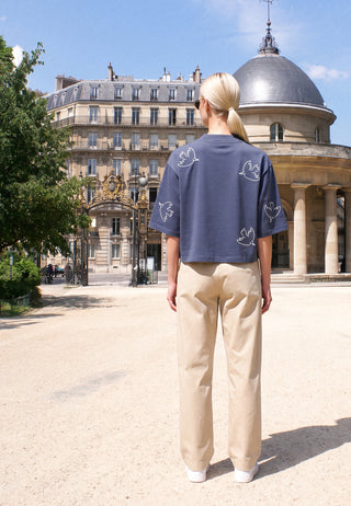 T-shirt Cropped Brodé "Liberté"