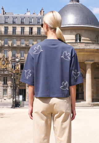 T-shirt Cropped Brodé "Liberté"