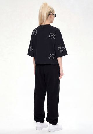 T-shirt Cropped Brodé "Liberté"