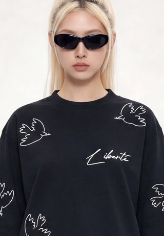 T-shirt Cropped Brodé "Liberté"